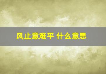 风止意难平 什么意思